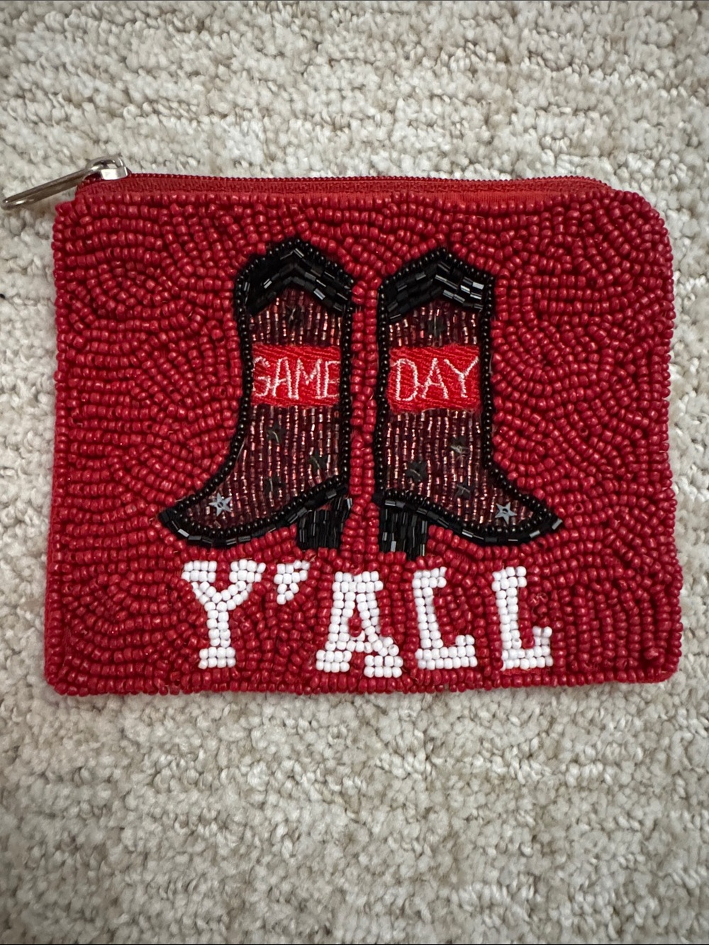 Beaded Y'ALL Coin Pouch with Cowboy Boot Design
